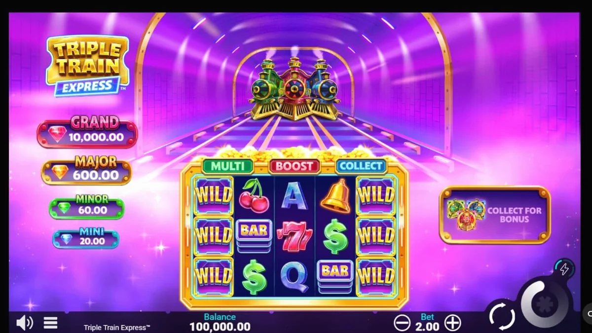 Triple Train Express slot neon cyberpunk theme